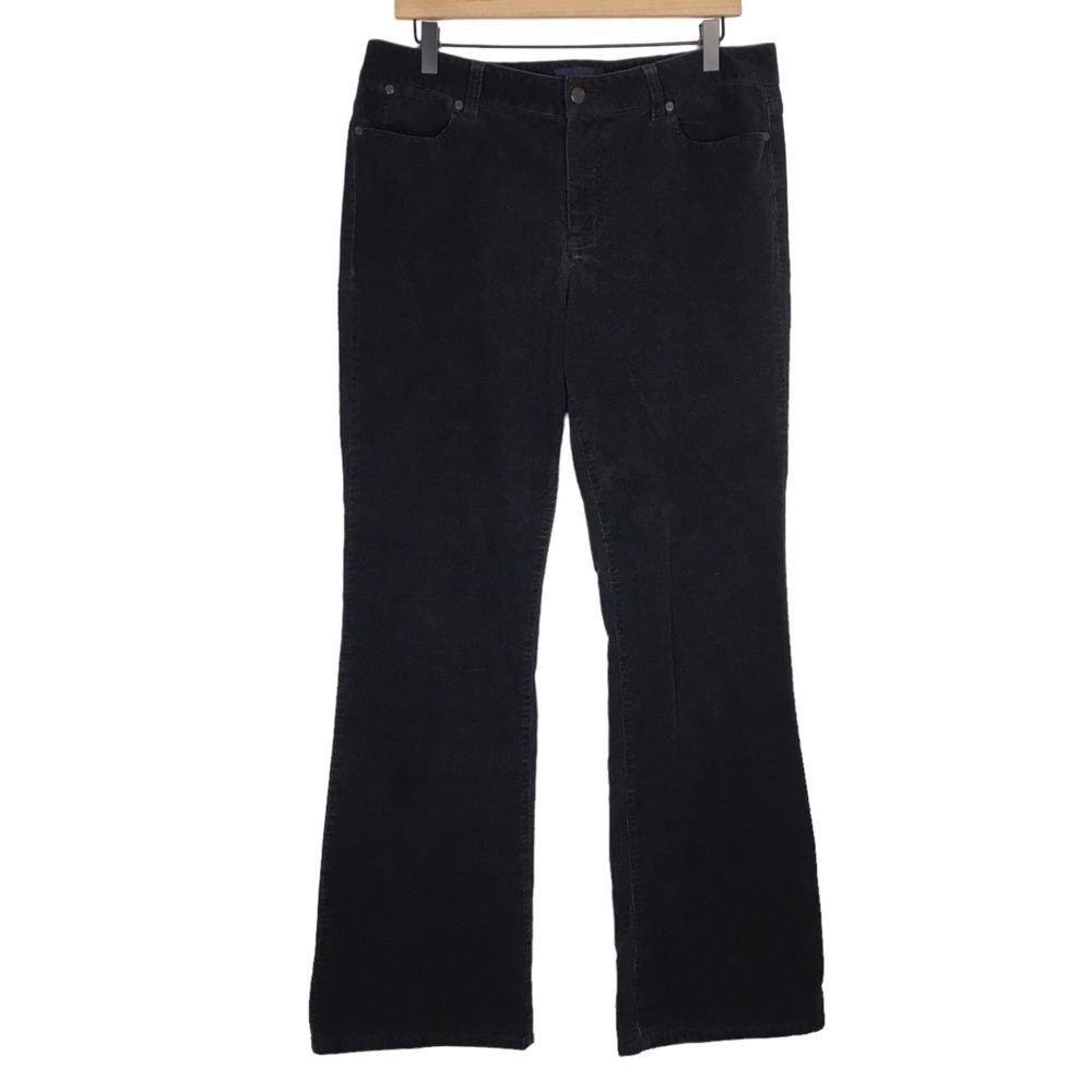 TALBOTS Corduroy Pants Curvy Fit Ribbed Stretch Straight Leg Black Wash Size 12